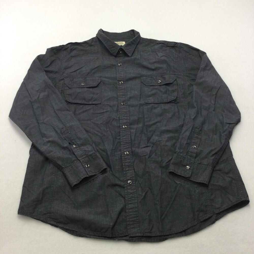 American Rag Cie Shirt Mens Large Gray Chambray Long Sleeve Button Up Casual